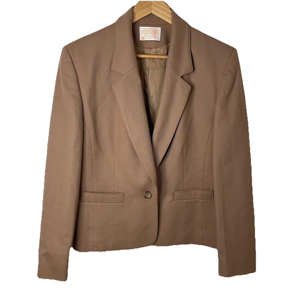 VTG 70s Pendleton Woman’s Tan Wool Tailored Blazer Jacket Classic Sz 8. -Read